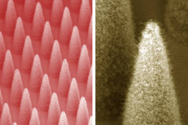 Tiny cones that eject ionized materials could cheaply fabricate nanodevices