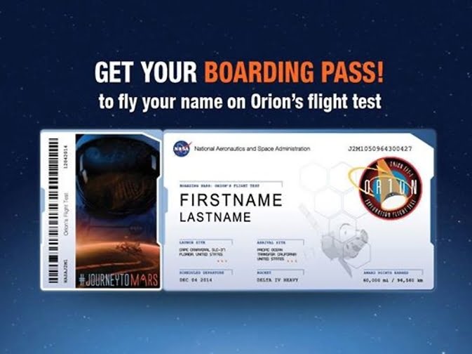 Send Your Name on NASA’s Journey to Mars, Starting with Orion’s First Flight