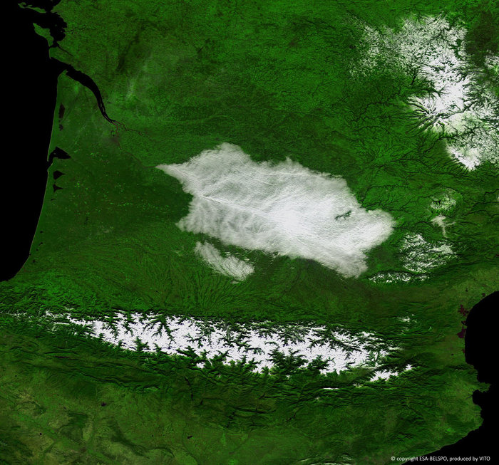 Snowy Pyrenees seen by Proba V node full image 2