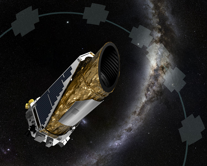 The artistic concept shows NASA's planet-hunting Kepler spacecraft operating in a new mission profile called K2. Using publicly available data, astronomers may have confirmed K2's first discovery of star with more than one planet.