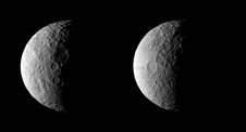 NASA's Dawn spacecraft took these images of dwarf planet Ceres from about 25,000 miles (40,000 kilometers) away on Feb. 25, 2015. Ceres appears half in shadow because of the current position of the spacecraft relative to the dwarf planet and the sun. The resolution is about 2.3 miles (3.7 kilometers) per pixel. Image Credit: NASA/JPL-Caltech/UCLA/MPS/DLR/IDA