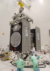 Galileo satellites fitted onto dispenser small