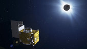 Astronaut plus Proba minisats snap solar eclipse