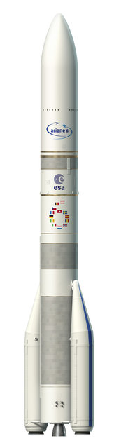 Artist s view of the configuration of Ariane 6 using two boosters A62 small