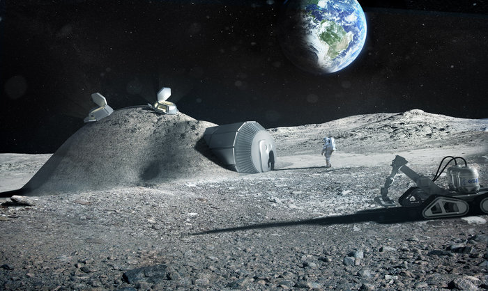 Lunar base made with 3D printing node full image 2