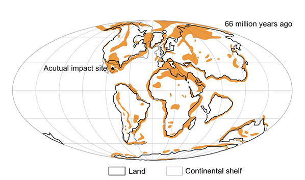 Site of asteroid impact changed…