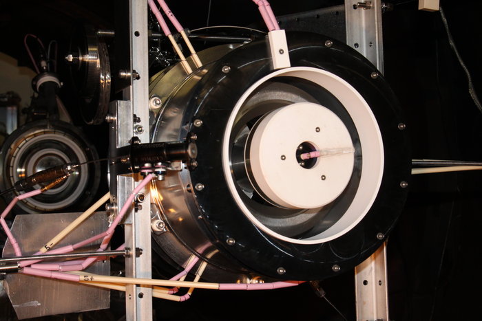 World-first firing of air-breathing electric thruster 5 Thruster inside vacuum chamber node full image 2