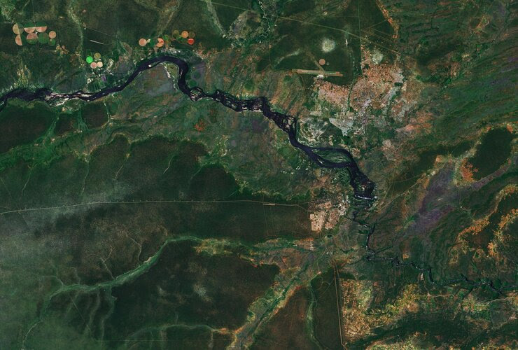 Satellite view of Victoria Falls