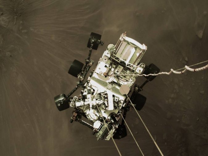 NASA’s Perseverance Rover Sends Sneak Peek of Mars Landing 2 robot landing on mars revoscience