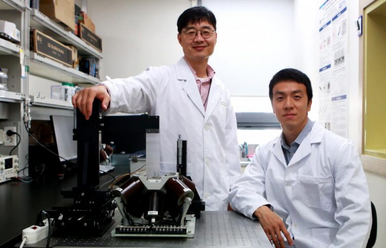 Prof Choi Hongsoo Left and Dr. Jeon Seongwoong Right at Robotics Engineering DGIST