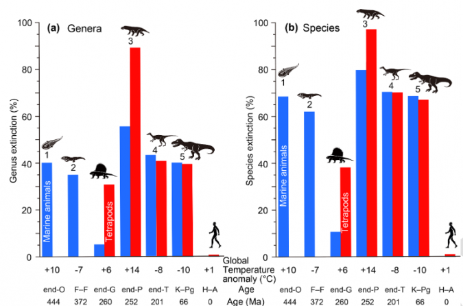 genus extinction with global tempature shifts