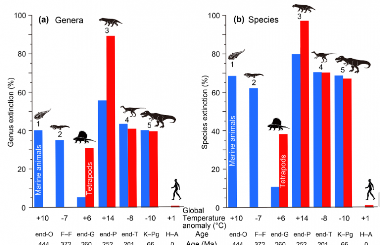 genus extinction with global tempature shifts