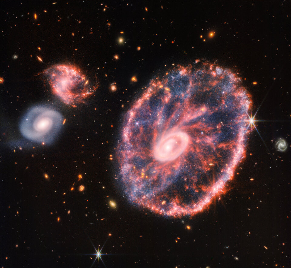 Webb captures stellar gymnastics in the Cartwheel Galaxy