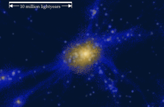 simulated visualization depicts the scenario of large scale heating around a galaxy protocluster