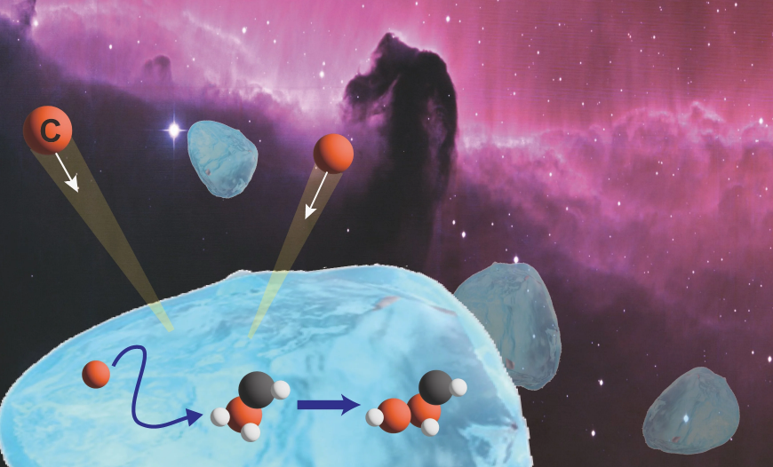 How carbon atoms diffuse on the surface of interstellar